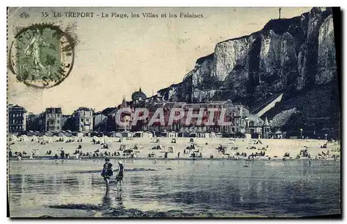 Cartes postales Le Treport La Plage Les Villas Et Les Falaises