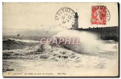 Ansichtskarte AK Dieppe La Jetee Un Jour De Tempete Phare