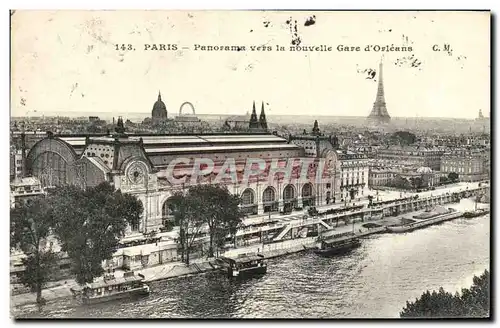 Cartes postales Paris Panorama Vers La Nouvelle Gare d&#39Orleans Tour Eiffel