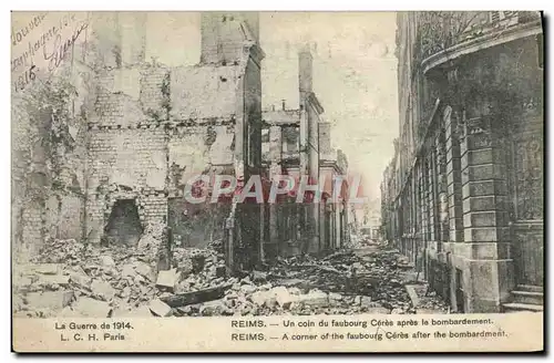 Cartes postales Reims Un coin du faubourg Ceres apres le bombardement Miltiaria