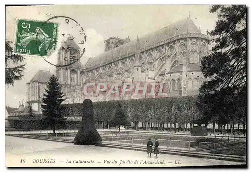 Cartes postales Bourges La Cathedrale Vue du Jardin de I&#39Archeveche