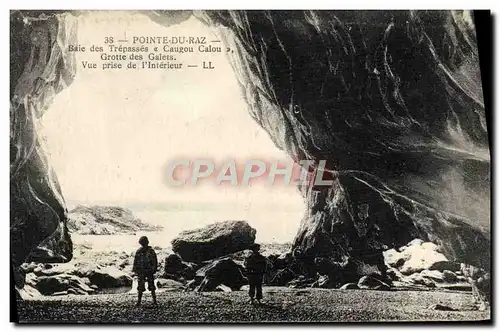 Ansichtskarte AK Pointe Du Raz Baie des Trepasses Caugou Calou Grotte des galets Vue prise de l&#39interieur