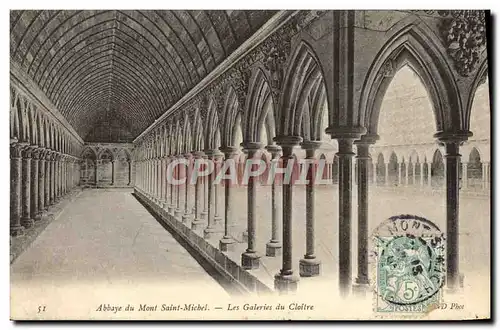 Cartes postales Abbaye du Mont Saint Michel Les Galeries du Cloitre