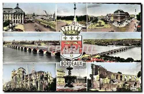 Cartes postales moderne Bordeaux Place de la Bourse Les Quinconces Allees de Tourny Le pont La rade Cathedrale