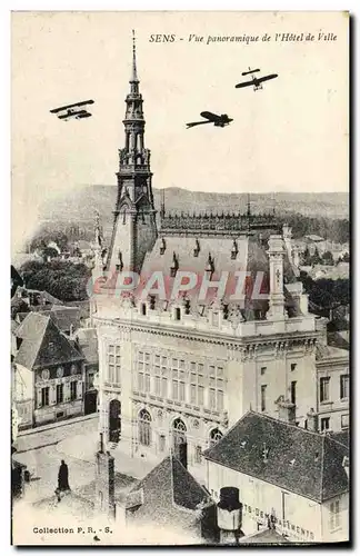 Cartes postales Sens Vue Panoramique de I'Hotel de Ville Avions Aviation