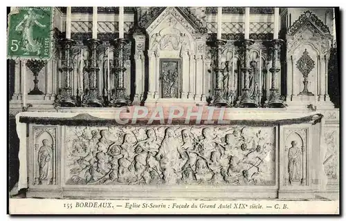 Cartes postales Bordeaux Eglise St Seurin Facade du Grand Autel 19eme