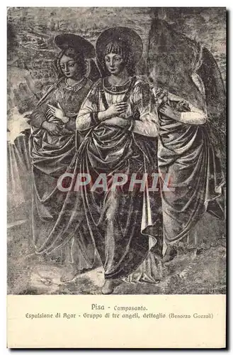 Cartes postales Pisa Camposanto Espulsione Di Agar Oruppa Di Tre Angeli Dettaglio Benozzo Gozzoli