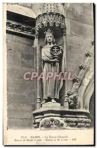 Cartes postales Paris La Sainte Chapelle Statue De Saint Louis