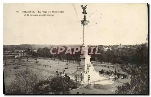 Ansichtskarte AK Bordeaux La Place Des Quinconces et la Colonne des Girondins