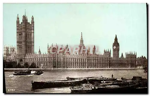 Ansichtskarte AK Houses of Parliament London Bateau Peniche