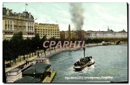 Ansichtskarte AK The Victoria Embankment London Bateau