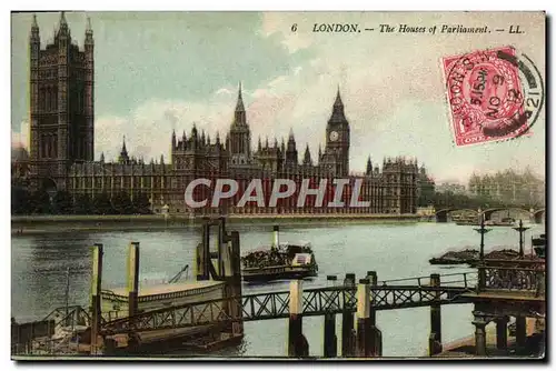 Cartes postales London The Houses Of Parliament Bateau