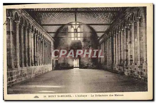 Cartes postales Mont St Michel L'Abbaye Le Refectoire des Moines