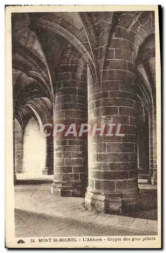 Cartes postales Mont St Michel L'Abbaye Crypte des gros piliers