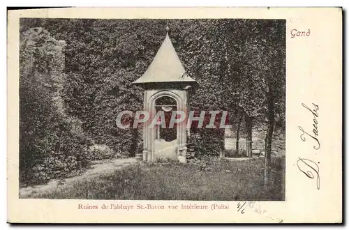 Cartes postales Gand Ruines de l&#39abbaye St Bavon vue interieure Puits