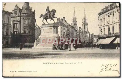 Cartes postales Anvers Place Statue Leopold