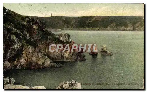 Cartes postales Guernsey Saitns Bay Bog and lion rocks