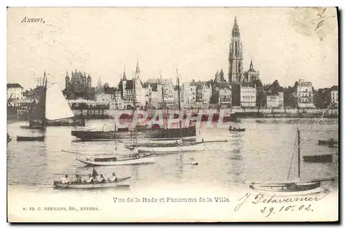 Cartes postales Anvers Vue De La Rade Et Panorama De La Ville Bateaux