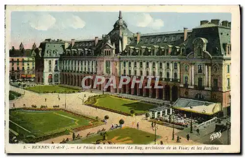 Cartes postales Rennes Le Palais Du Commerce et les jardins