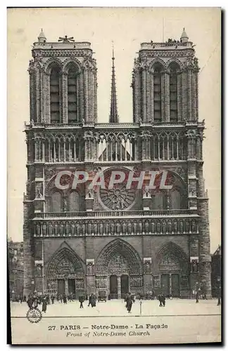 Cartes postales Paris Notre Dame La Facade