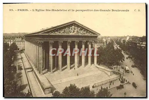 Cartes postales Paris L&#39Eglise Ste Madeleine Et La Perspective Des Grands Boulevards