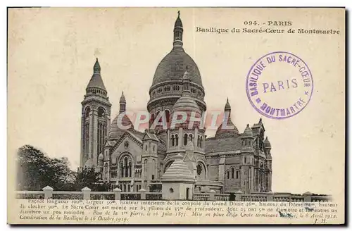 Cartes postales Paris Basilique Du Sacre Coeur De Montmartre