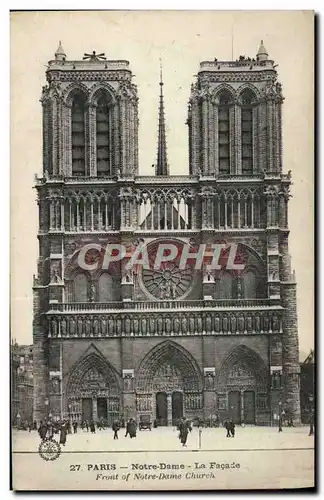 Cartes postales Paris Notre Dame La Facade