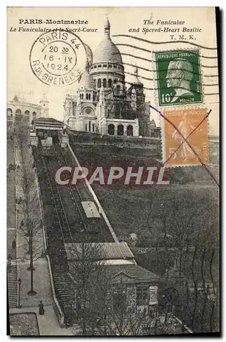 Cartes postales Paris Montmartre Le Funiculaire Et Le Sacre Coeur