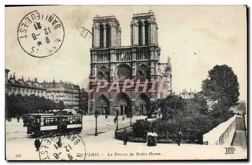 Cartes postales Paris Le Parvis De Notre Dame Tramway