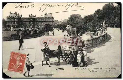 Cartes postales Paris Jardin Du Luxembourg Le Senat Voiture a Ane Enfants