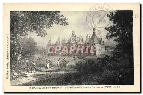 Cartes postales Chateau de Chambord Facade nord a Travers les Arbres