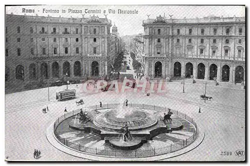 Cartes postales Roma Fontana in Piazza Termini Via Nazionale