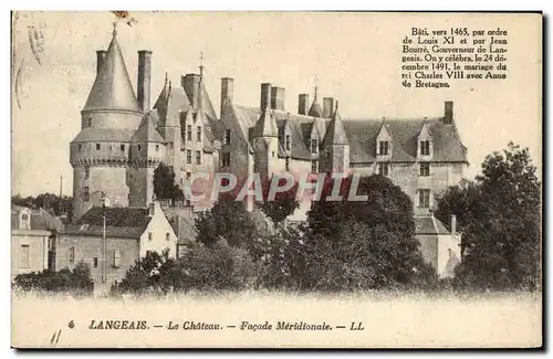 Cartes postales Langeais Le Chateau Facade Meridionale