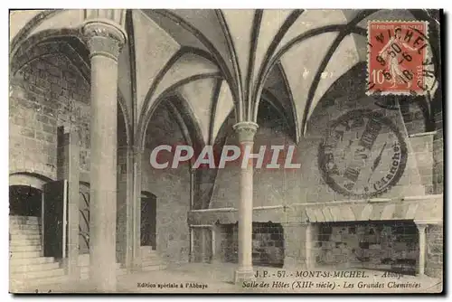 Cartes postales Mont St Michel Salle des Hotes Les grandes cheminees