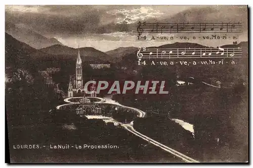 Cartes postales Lourdes La Nuit La Procession