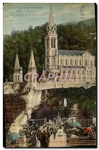 VINTAGE POSTCARD Heavy the Cave and the basilica