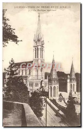 Cartes postales Lourdes Terre De Priere Et De Miracle La Basilique superieure