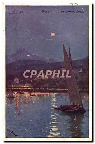 Ansichtskarte AK Evian Au clair de Lune