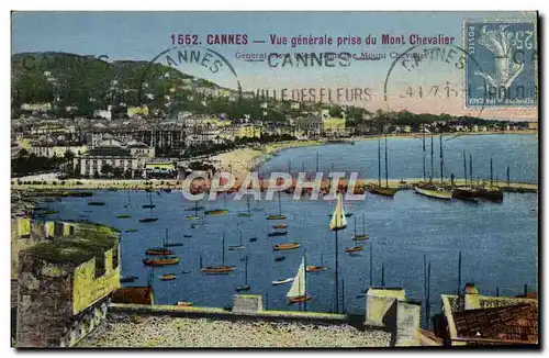 Ansichtskarte AK Cannes Vue Generale prise du Mont Chevalier Bateaux