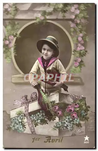 Cartes postales Fantaisie Enfant 1er avril Poisson