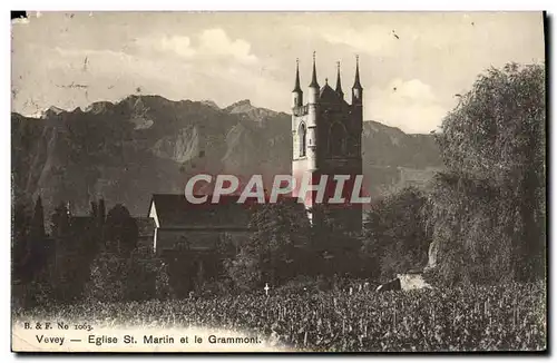 Cartes postales Vevey Eglise St Martin et le Grammont