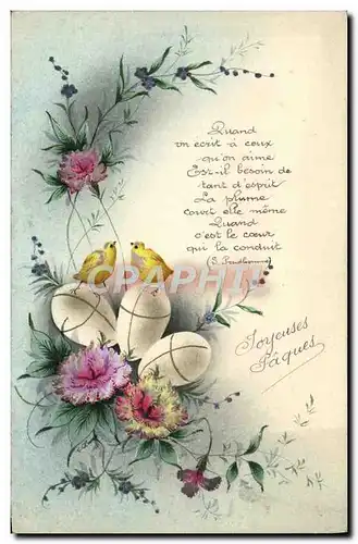 Cartes postales Joyeuses Paques oeufs Poussins