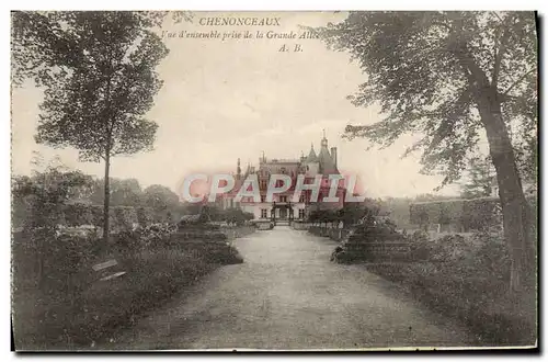 Ansichtskarte AK Chenonceaux Vue d&#39ensemble prise de la Grande Allee