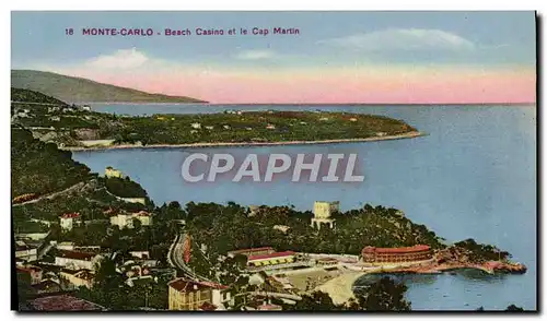 Cartes postales Monte Carlo Beach Casino et le Cap Martin