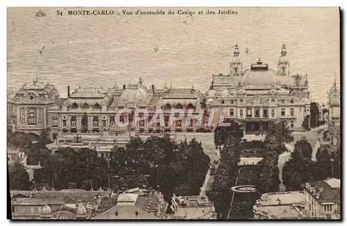 Cartes postales Monte Carlo Vue d'ensemble du Casino et des Jardins