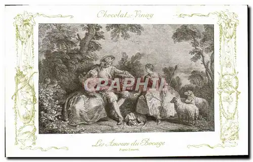 Cartes postales Fantaisie Publicite Chocolat Vinay Les amours de bocage Lancret