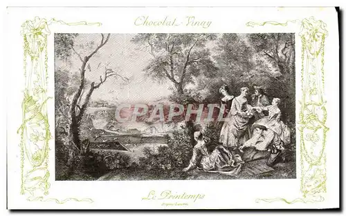 Cartes postales Fantaisie Publicite Chocolat Vinay Le printemps Lancret