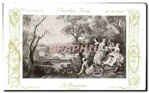 Cartes postales Fantaisie Publicite Chocolat Vinay Le printemps Lancret