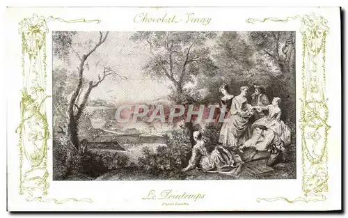 Cartes postales Fantaisie Publicite Chocolat Vinay Le Printemps Lancret