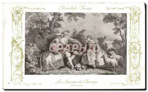 Cartes postales Fantaisie Publicite Chocolat Vinay Les amours du bocage Lancret Moutons